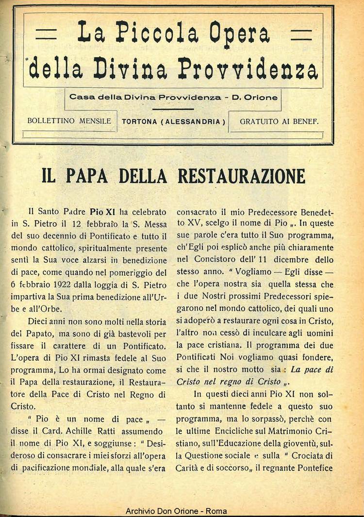 La piccola Opera della Divina Provvidenza, 27, 03, 01-03-1932, pagina 3