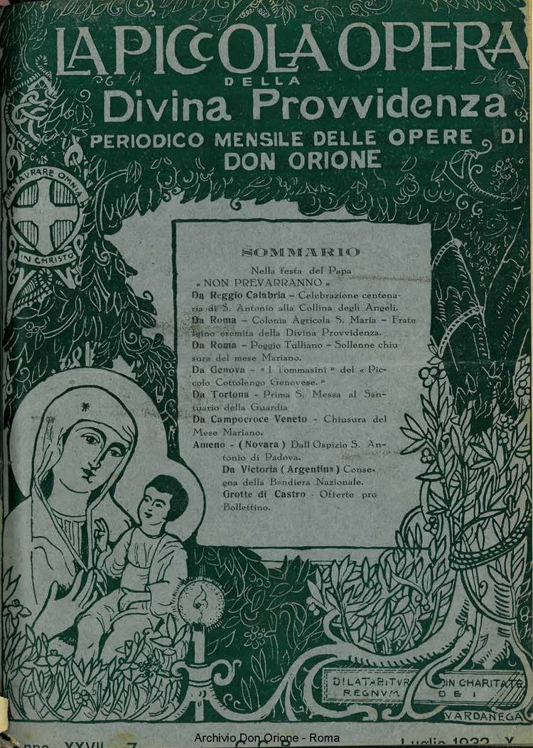 La piccola Opera della Divina Provvidenza, 27, 07, 01-07-1932, pagina 1