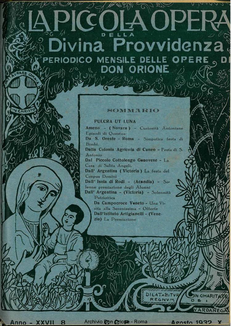 La piccola Opera della Divina Provvidenza, 27, 08, 01-08-1932, pagina 1