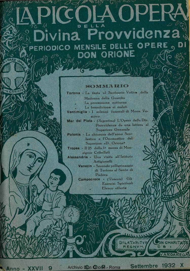 La piccola Opera della Divina Provvidenza, 27, 09, 01-09-1932, pagina 1