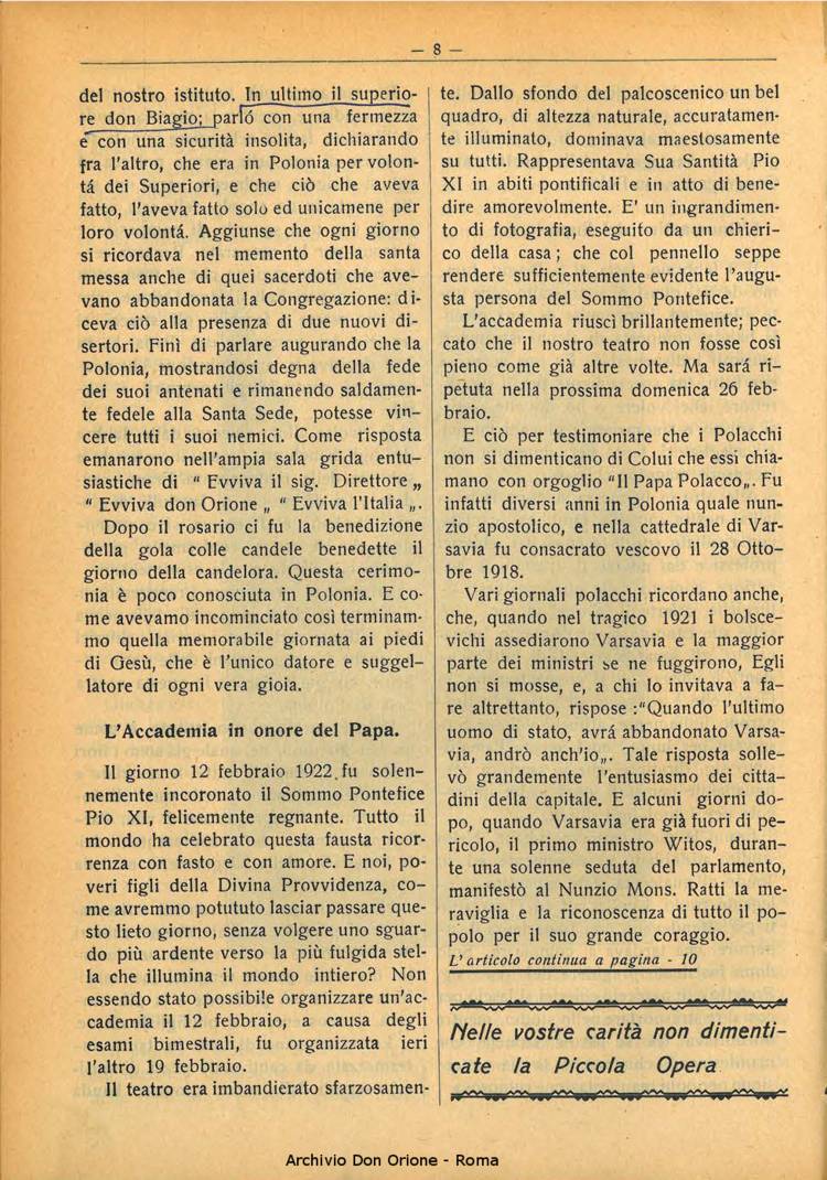La piccola Opera della Divina Provvidenza, 28, 03, 01-03-1933, pagina 8