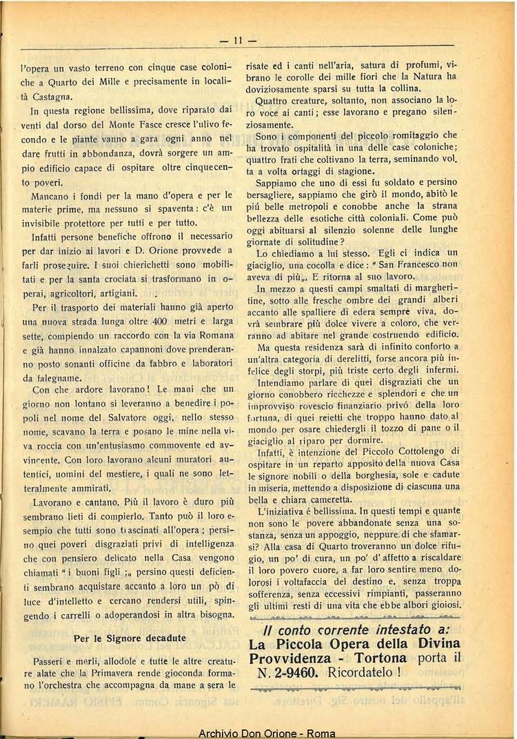 La piccola Opera della Divina Provvidenza, 28, 05, 01-05-1933, pagina 11