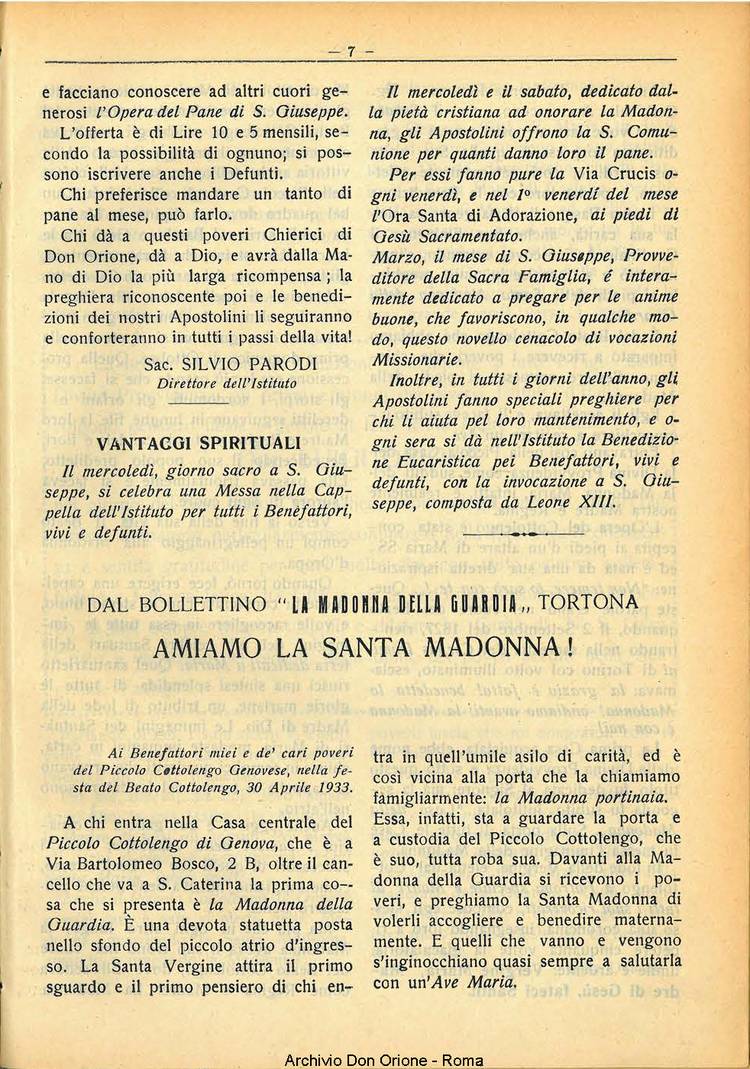 La piccola Opera della Divina Provvidenza, 28, 06, 01-06-1933, pagina 7