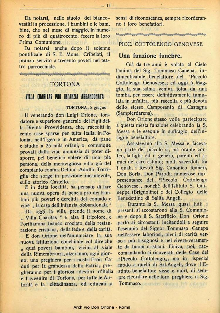 La piccola Opera della Divina Provvidenza, 28, 06, 01-06-1933, pagina 14