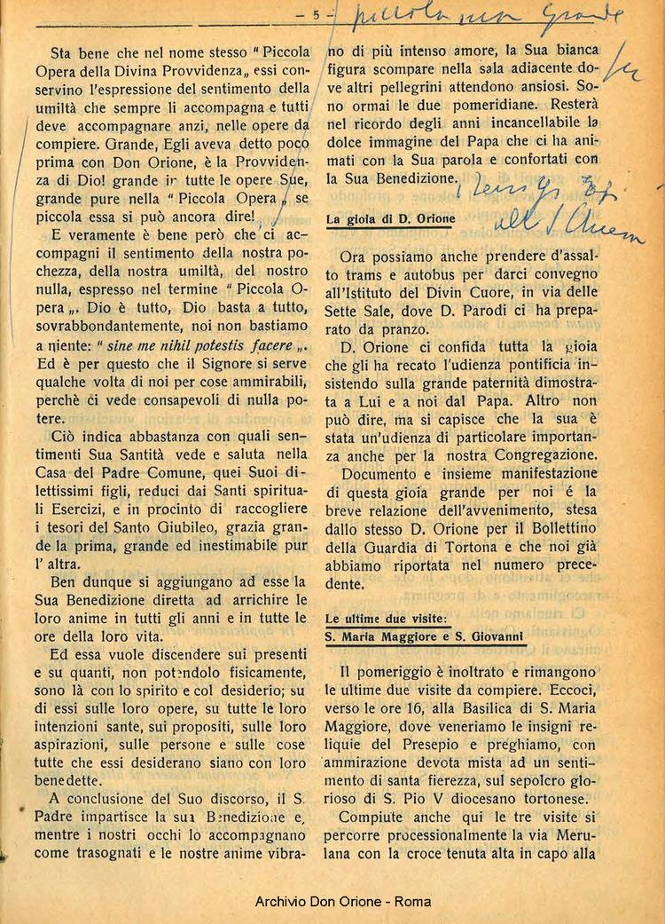 La piccola Opera della Divina Provvidenza, 28, 08, 01-08-1933, pagina 5
