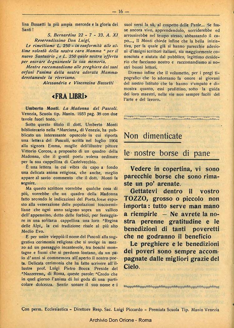 La piccola Opera della Divina Provvidenza, 28, 08, 01-08-1933, pagina 16