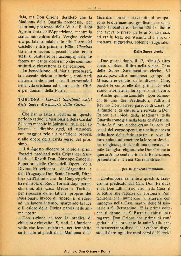 La piccola Opera della Divina Provvidenza, 28, 09, 01-09-1933, pagina 14
