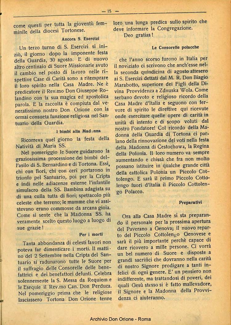 La piccola Opera della Divina Provvidenza, 28, 09, 01-09-1933, pagina 15