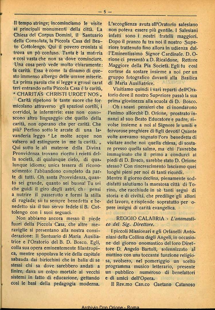 La piccola Opera della Divina Provvidenza, 28, 11, 01-11-1933, pagina 5