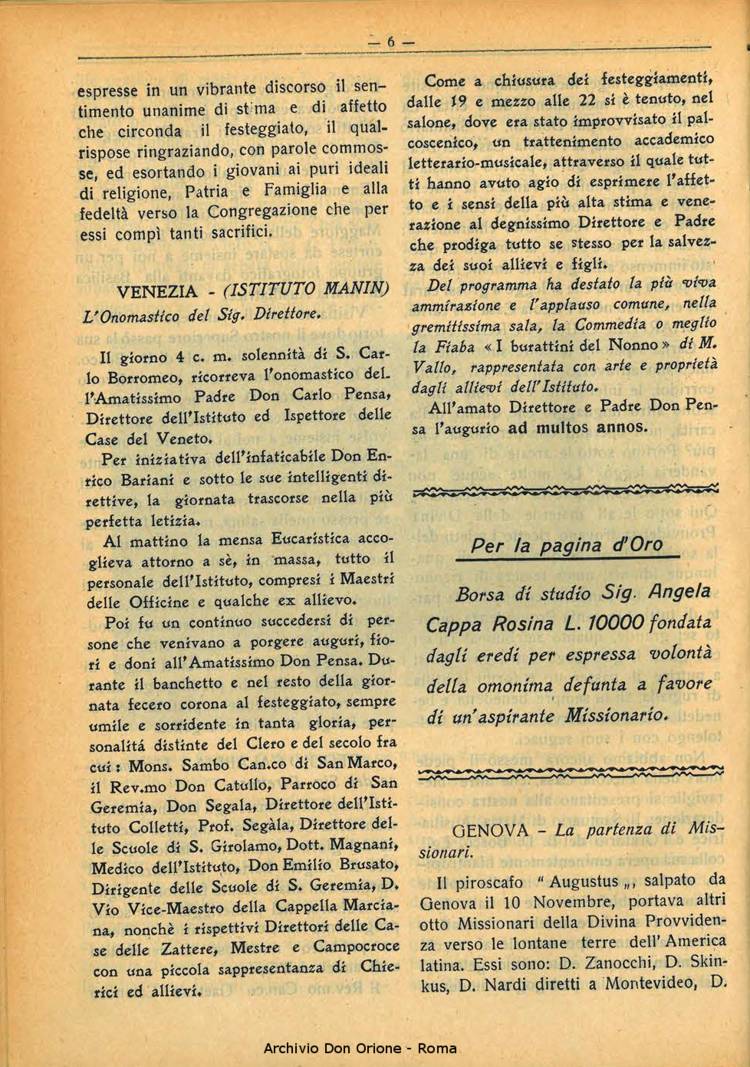 La piccola Opera della Divina Provvidenza, 28, 11, 01-11-1933, pagina 6
