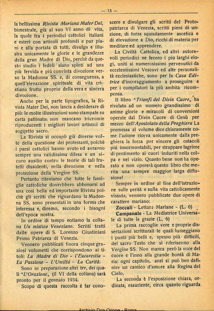 La piccola Opera della Divina Provvidenza, 29, 01, 01-01-1934, pagina 13