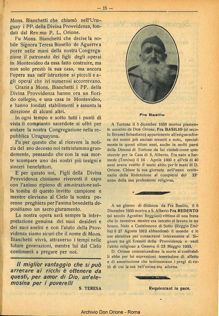La piccola Opera della Divina Provvidenza, 29, 01, 01-01-1934, pagina 15