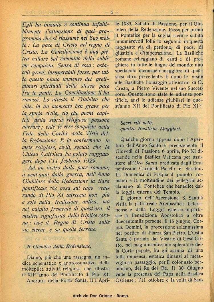 La piccola Opera della Divina Provvidenza, 29, 02, 01-02-1934, pagina 2