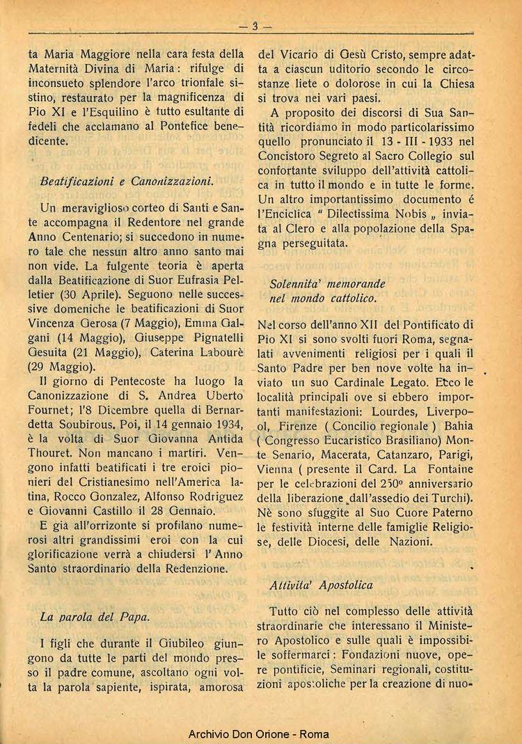 La piccola Opera della Divina Provvidenza, 29, 02, 01-02-1934, pagina 3