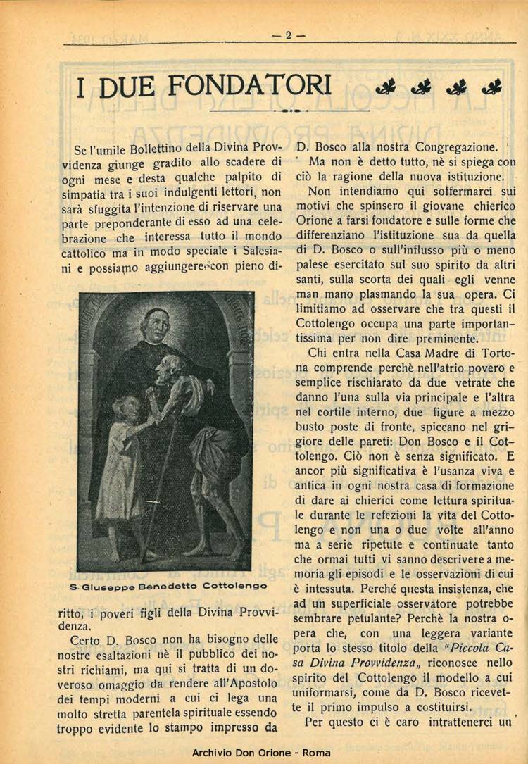 La piccola Opera della Divina Provvidenza, 29, 03, 01-03-1934, pagina 2