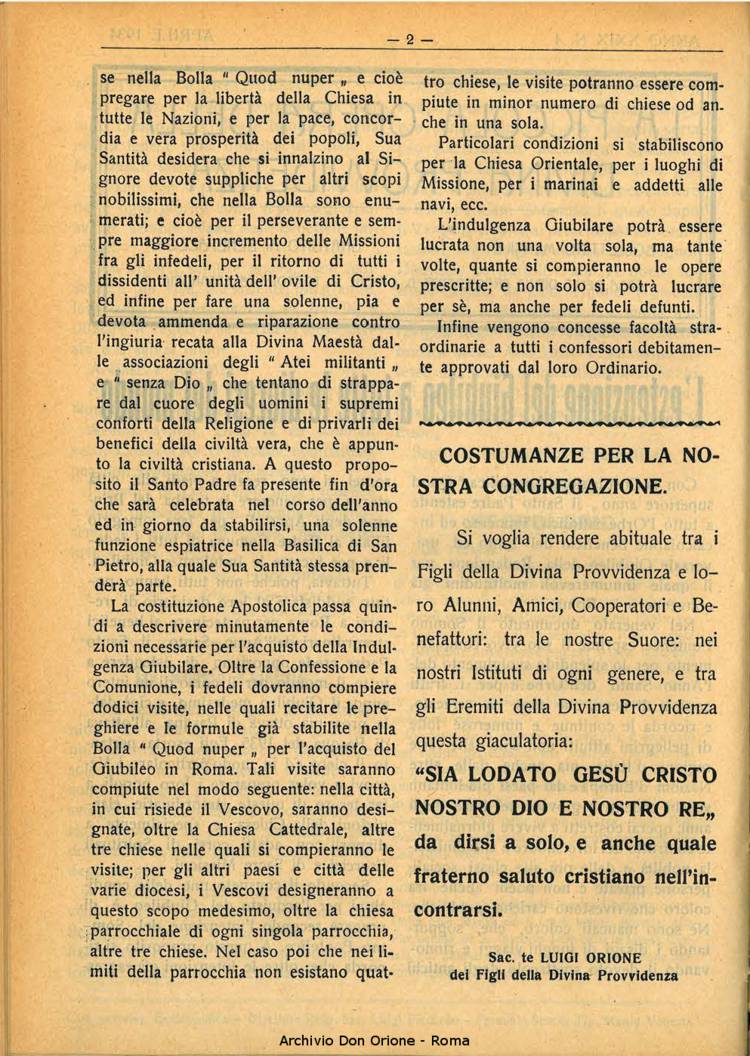 La piccola Opera della Divina Provvidenza, 29, 04, 01-04-1934, pagina 2
