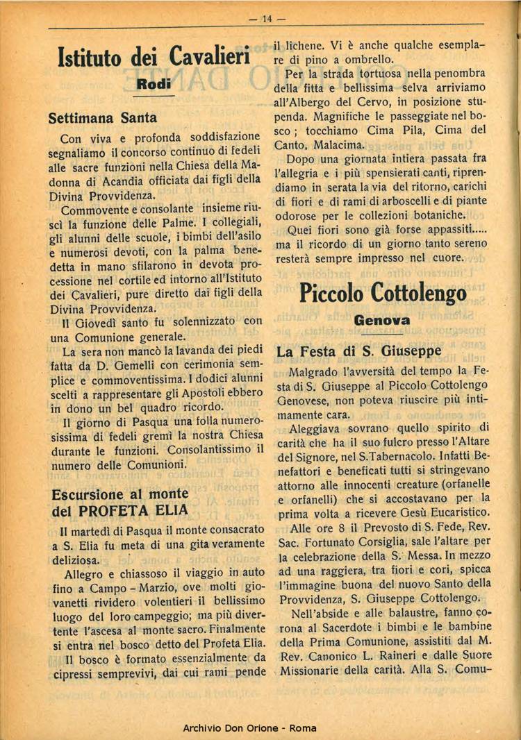 La piccola Opera della Divina Provvidenza, 29, 05, 01-05-1934, pagina 14