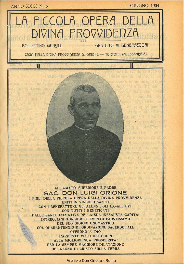 La piccola Opera della Divina Provvidenza, 29, 06, 01-06-1934, pagina 1