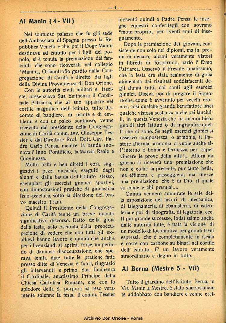 La piccola Opera della Divina Provvidenza, 29, 07, 01-07-1934, pagina 4