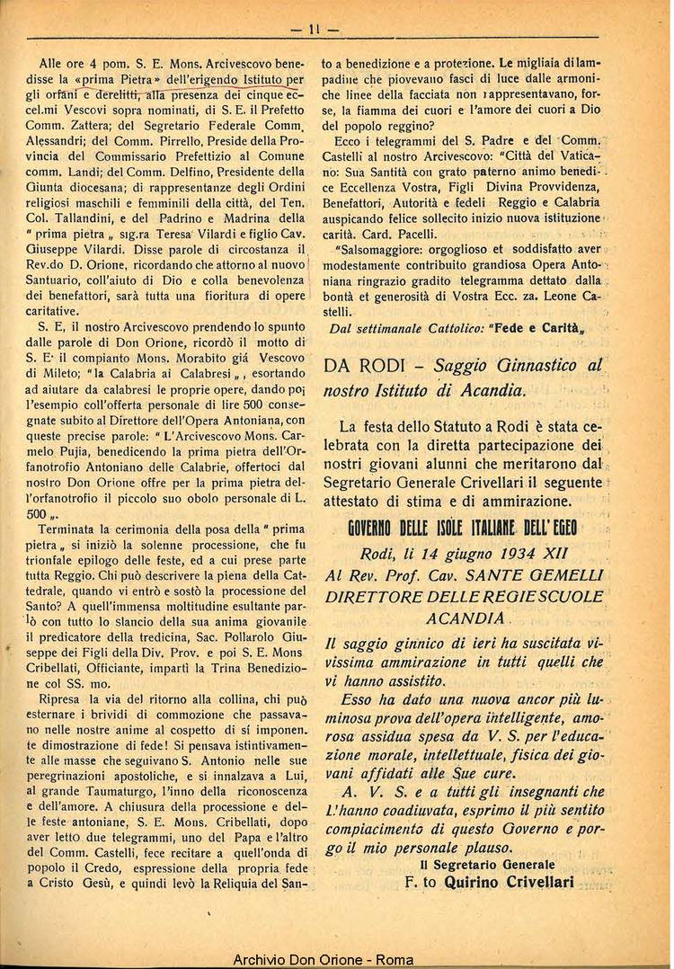 La piccola Opera della Divina Provvidenza, 29, 07, 01-07-1934, pagina 11