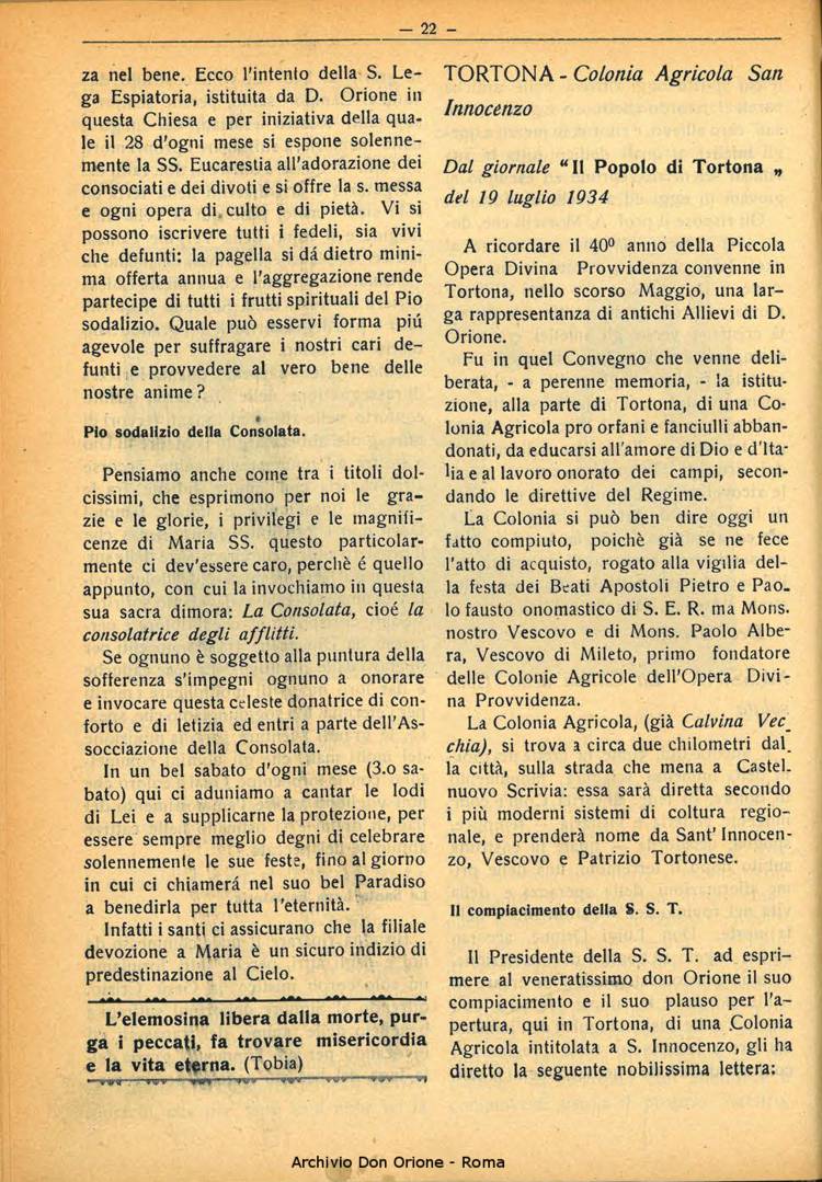 La piccola Opera della Divina Provvidenza, 29, 07, 01-07-1934, pagina 22