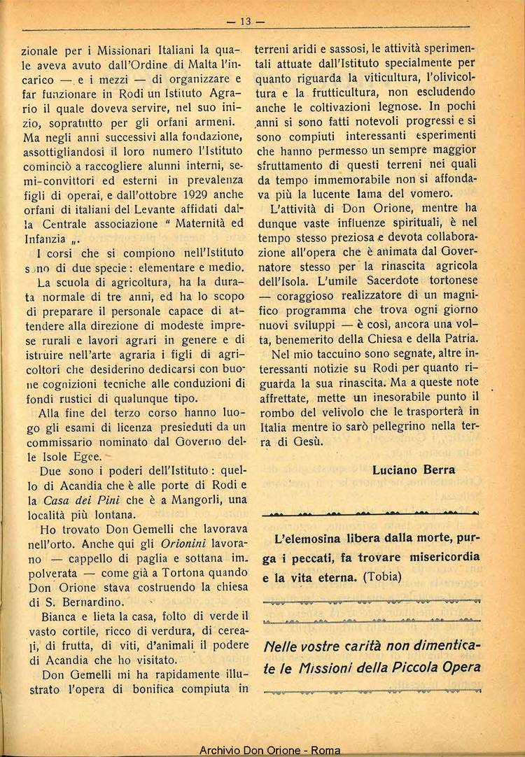 La piccola Opera della Divina Provvidenza, 29, 08, 01-08-1934, pagina 13