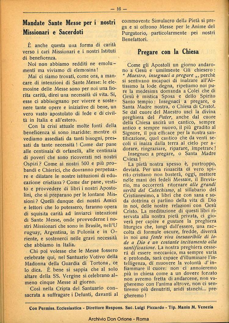 La piccola Opera della Divina Provvidenza, 29, 08, 01-08-1934, pagina 16