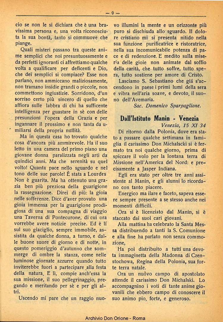 La piccola Opera della Divina Provvidenza, 29, 11, 01-11-1934, pagina 9
