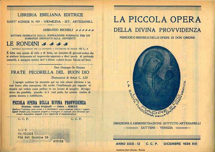 La piccola Opera della Divina Provvidenza, 29, 12, 01-12-1934, pagina 1