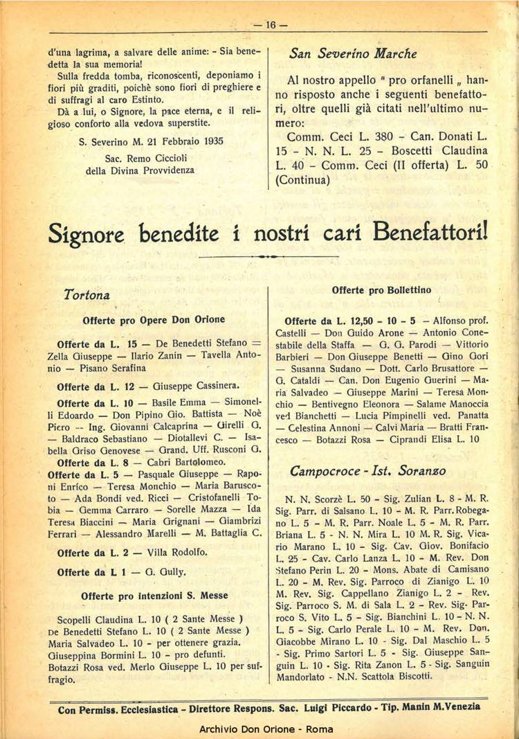 La piccola Opera della Divina Provvidenza, 30, 02, 01-02-1935, pagina 16
