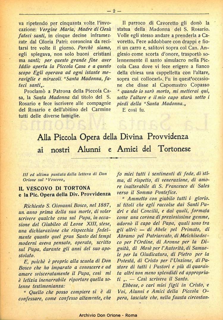 La piccola Opera della Divina Provvidenza, 30, 05, 01-05-1935, pagina 2