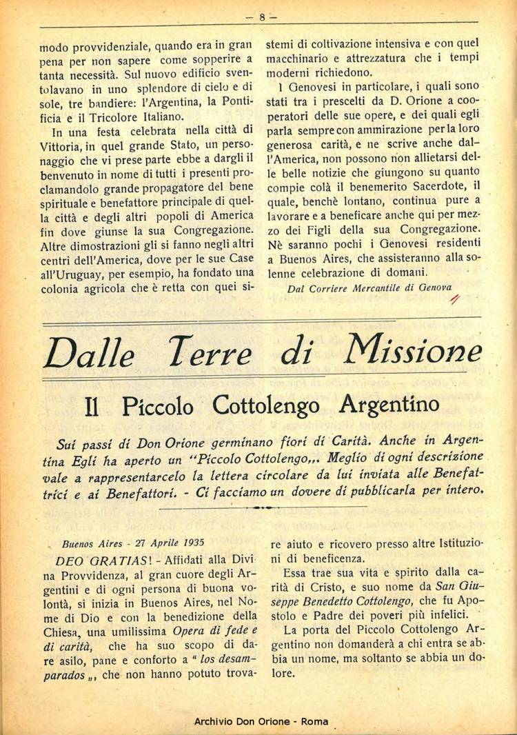 La piccola Opera della Divina Provvidenza, 30, 05, 01-05-1935, pagina 8