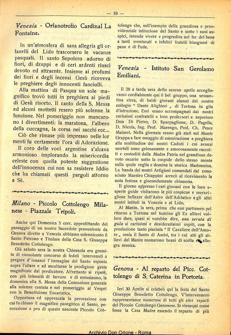 La piccola Opera della Divina Provvidenza, 30, 05, 01-05-1935, pagina 19