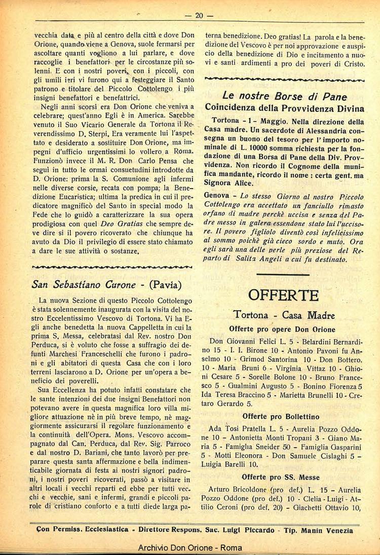 La piccola Opera della Divina Provvidenza, 30, 05, 01-05-1935, pagina 20
