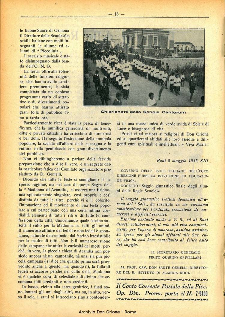 La piccola Opera della Divina Provvidenza, 30, 06, 01-06-1935, pagina 16
