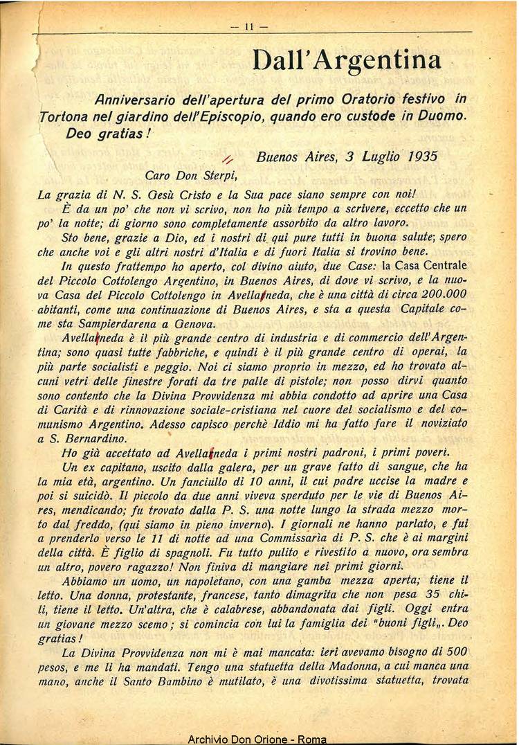 La piccola Opera della Divina Provvidenza, 30, 07, 01-07-1935, pagina 11