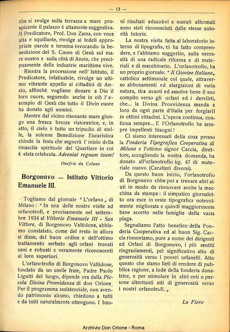 La piccola Opera della Divina Provvidenza, 30, 08, 01-08-1935, pagina 13