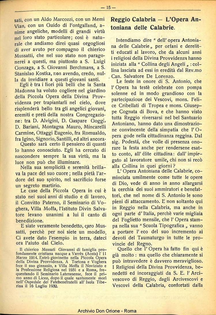 La piccola Opera della Divina Provvidenza, 30, 08, 01-08-1935, pagina 15