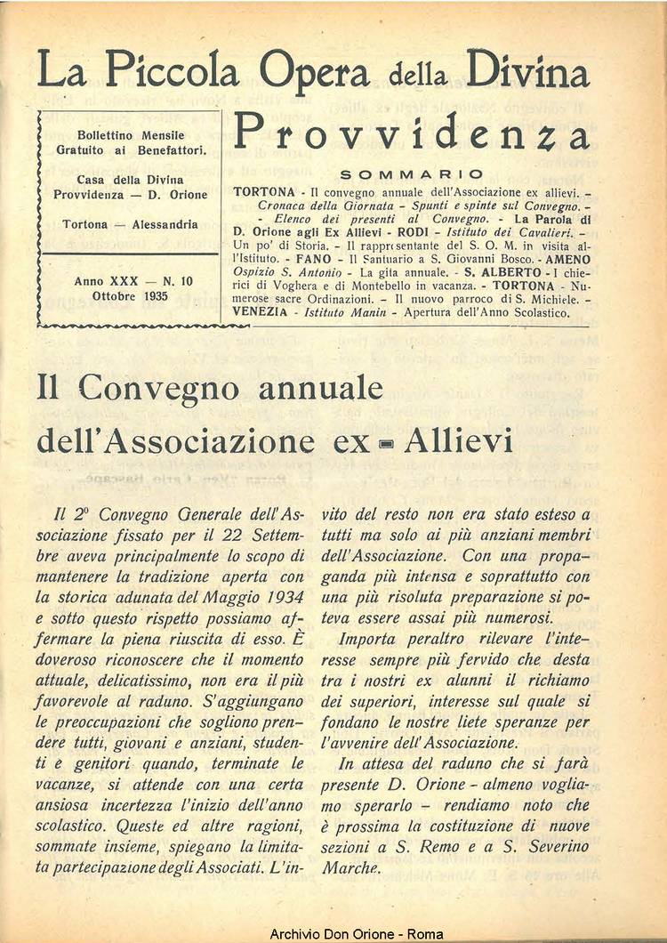 La piccola Opera della Divina Provvidenza, 30, 10, 01-10-1935, pagina 3