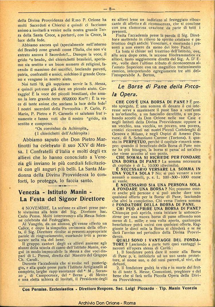 La piccola Opera della Divina Provvidenza, 30, 11, 01-11-1935, pagina 8