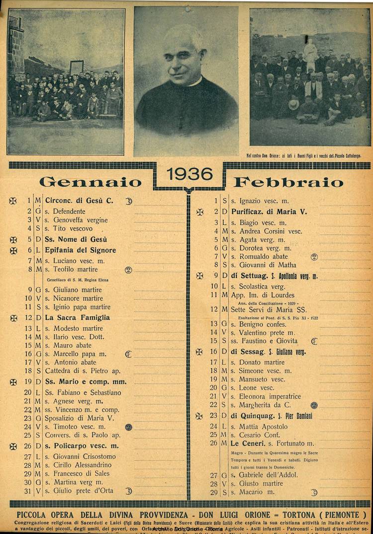 La piccola Opera della Divina Provvidenza, 30, 12, 01-12-1935 calendario, pagina 2