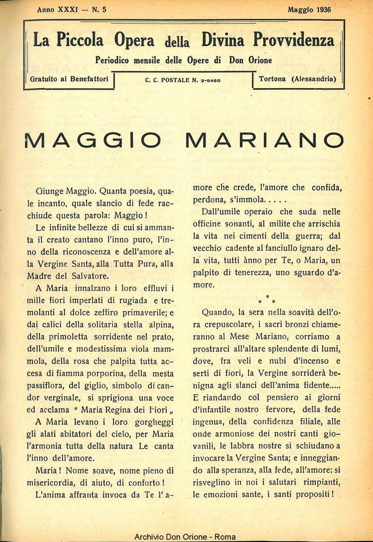La piccola Opera della Divina Provvidenza, 31, 05, 01-05-1936, pagina 3