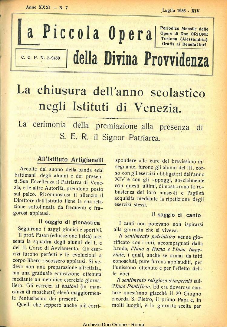 La piccola Opera della Divina Provvidenza, 31, 07, 01-07-1936, pagina 3