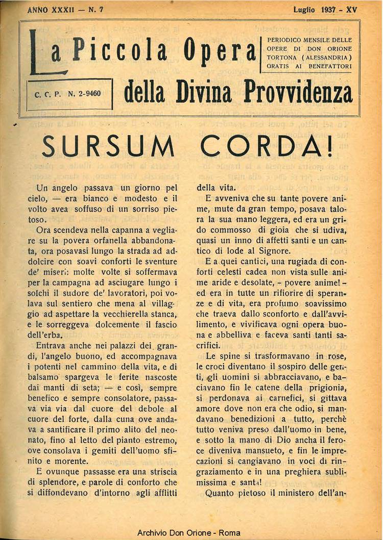 La piccola Opera della Divina Provvidenza, 32, 07, 01-07-1937, pagina 1