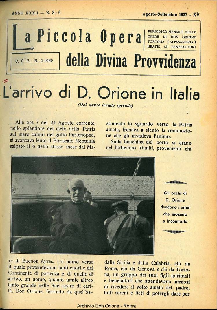 La piccola Opera della Divina Provvidenza, 32, 08, 01-09-1937, pagina 1