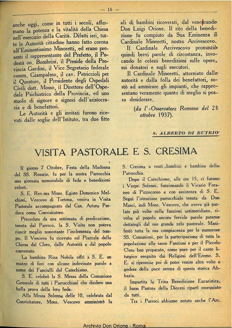 La piccola Opera della Divina Provvidenza, 32, 11, 01-11-1937, pagina 15
