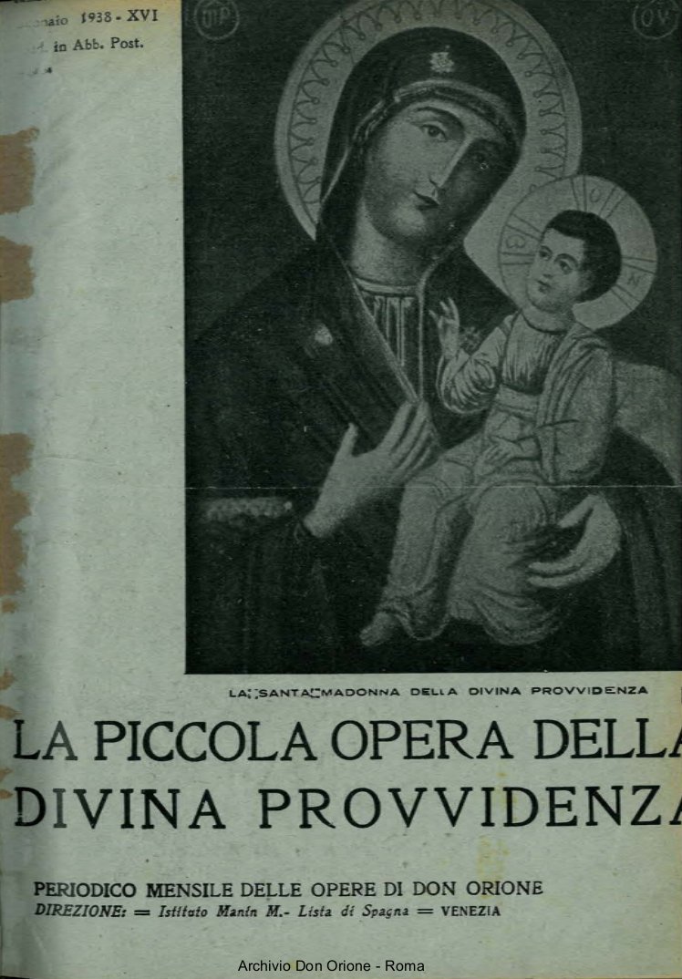 La piccola Opera della Divina Provvidenza, 33, 01, 01-02-1938, pagina 1