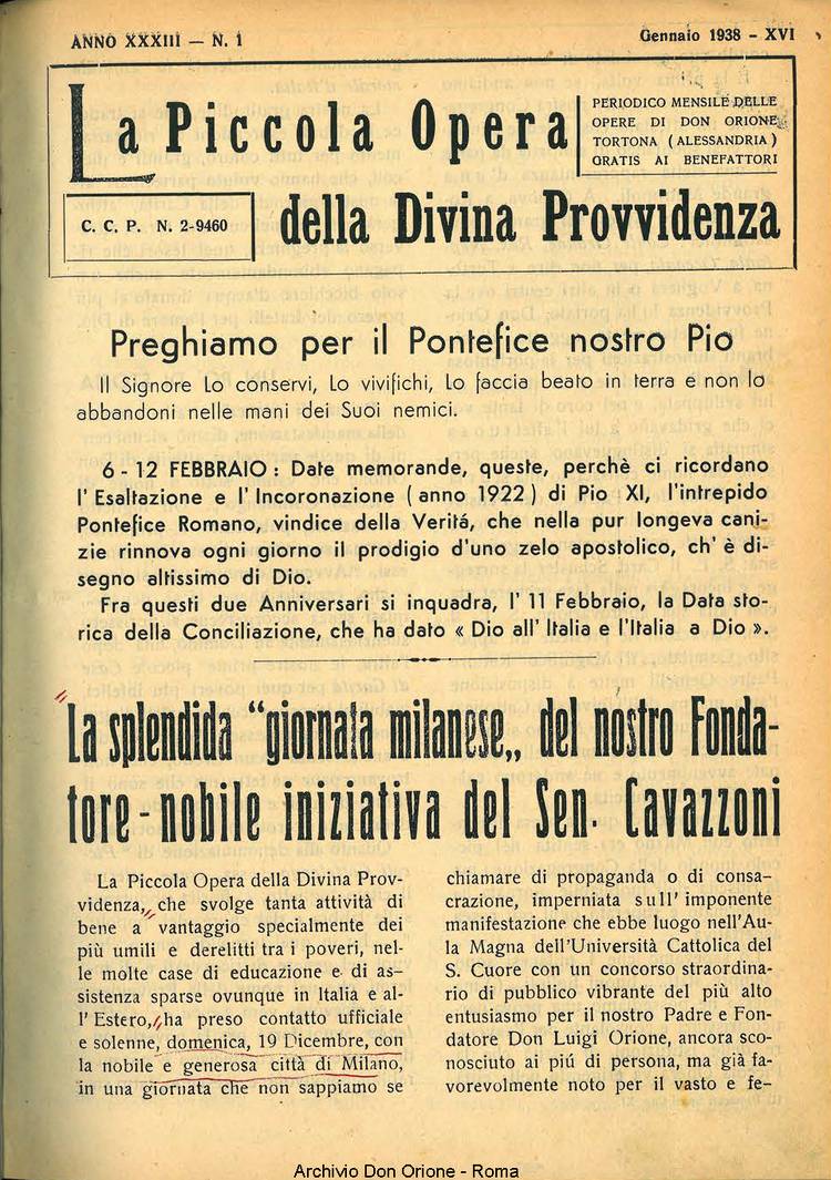 La piccola Opera della Divina Provvidenza, 33, 01, 01-02-1938, pagina 3
