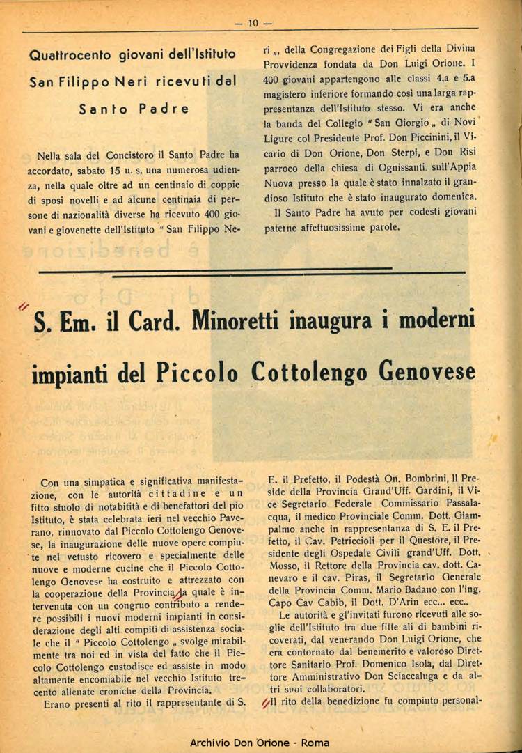 La piccola Opera della Divina Provvidenza, 33, 02, 01-02-1938, pagina 12