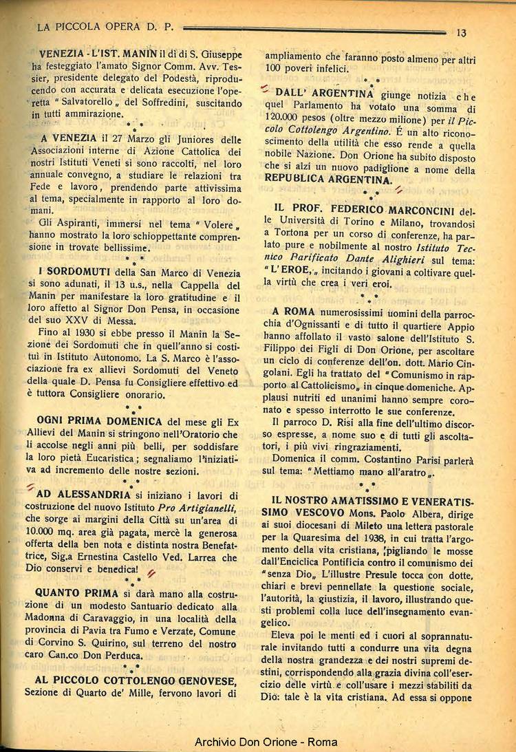 La piccola Opera della Divina Provvidenza, 33, 04, 01-04-1938, pagina 15